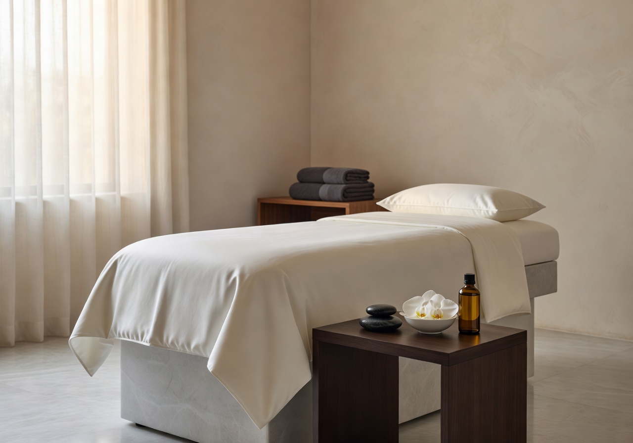 Calm luxury spa and wellness treatment room