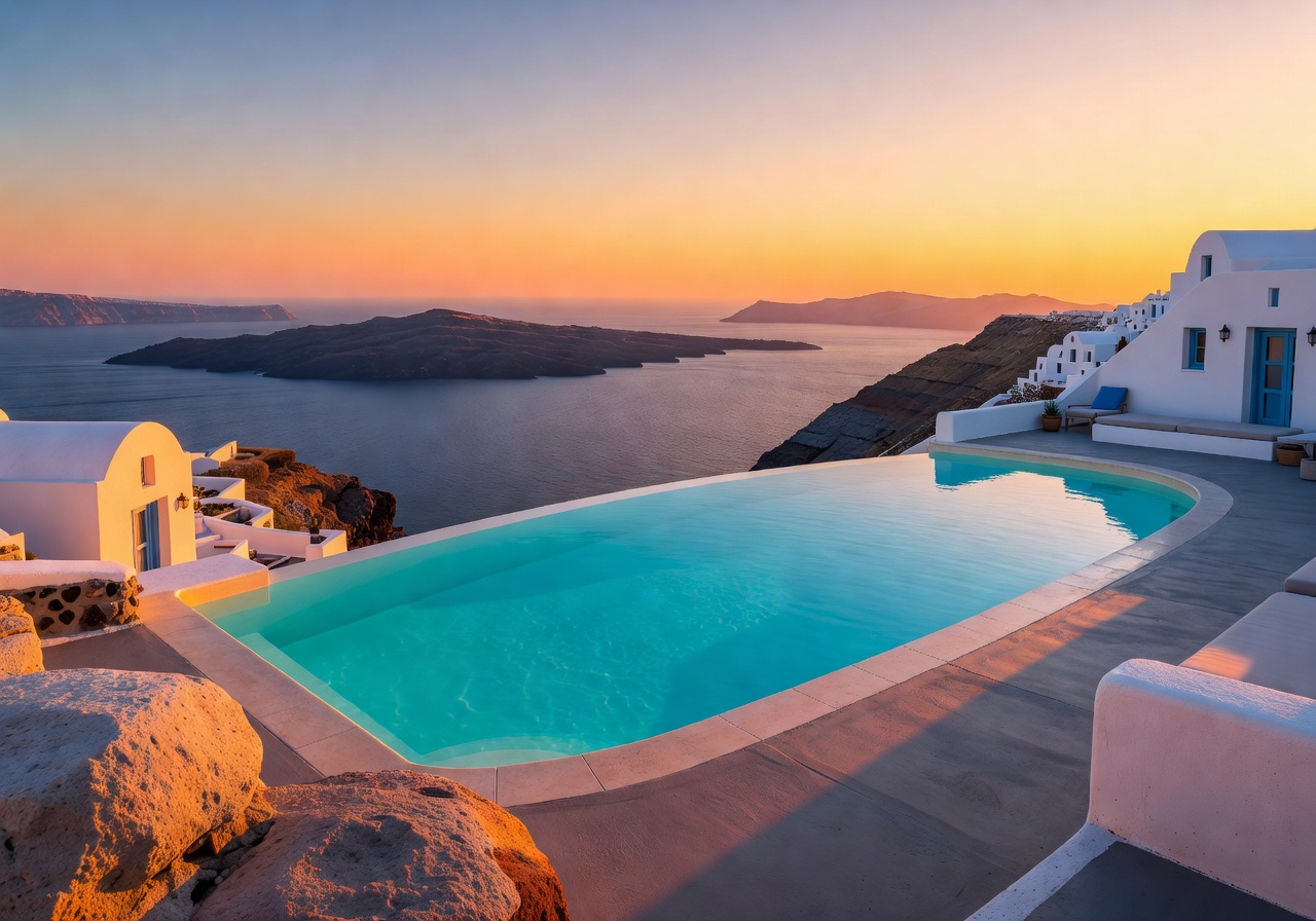 Canaves Oia Suites private infinity pool in Santorini overlooking the caldera