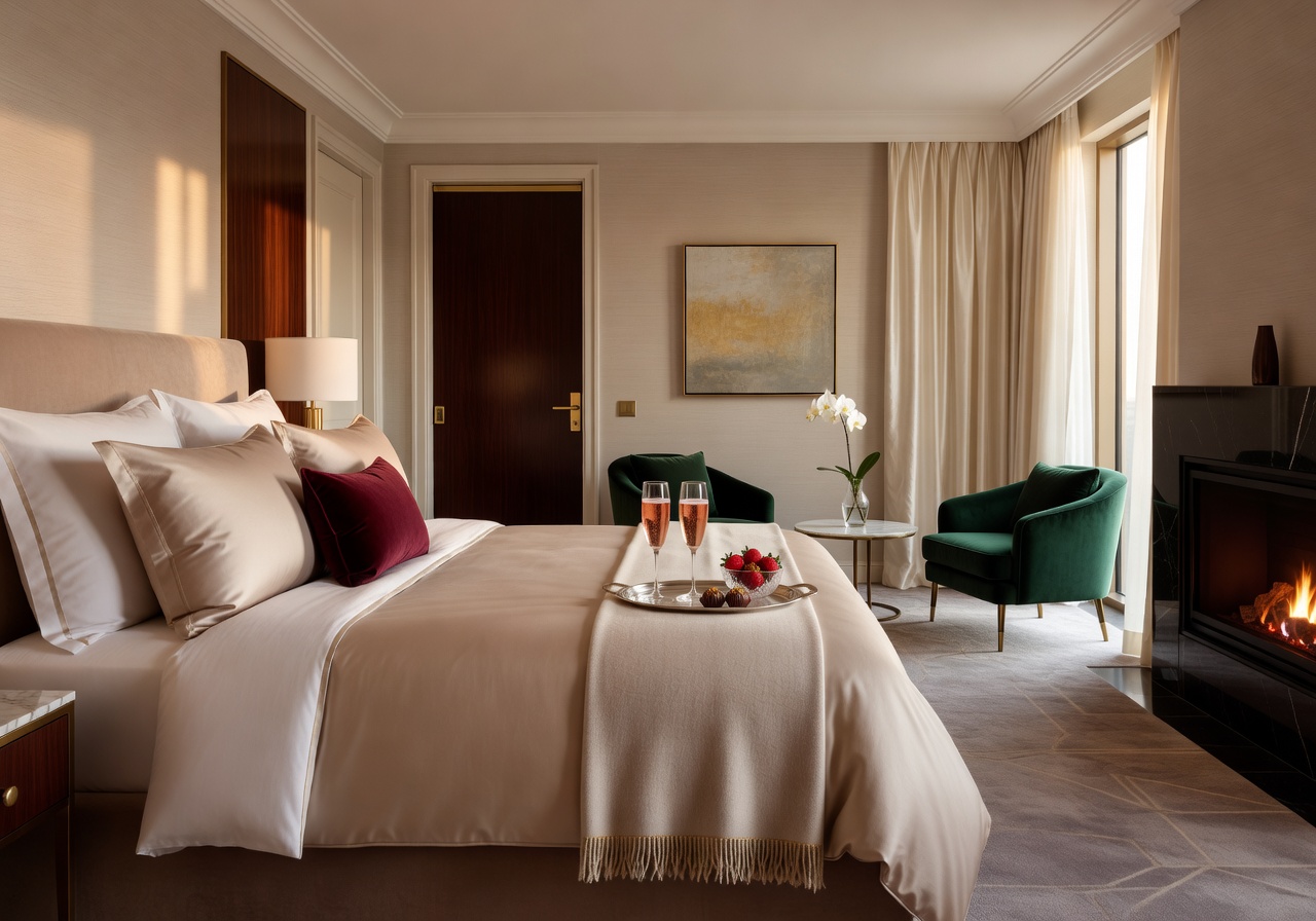 Elegant luxury suite prepared for a romantic couples escape